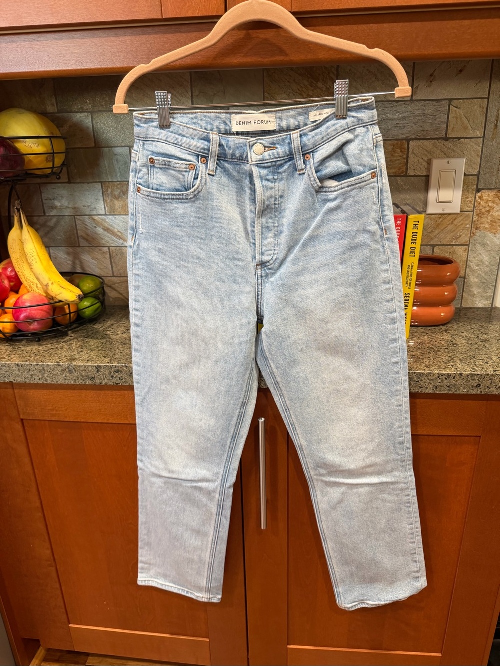 Denim Forum Light Blue The Arlo High Rise Straight Jeans